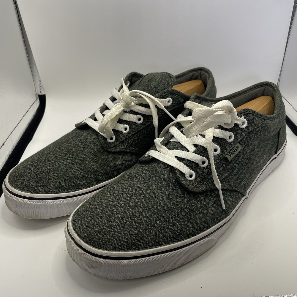 Vans Atwood Skate Shoe Mens 14 Gray Herringbone Low Top Sneaker 500714
